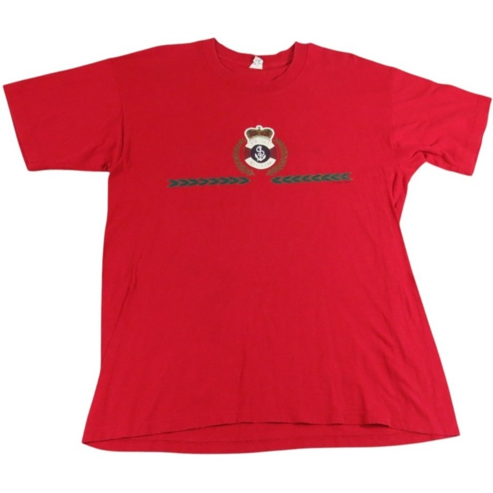 VTG 90s Sun Sportswear Yacht Club T Shirt Men Large L Red Nautical Graphic USA